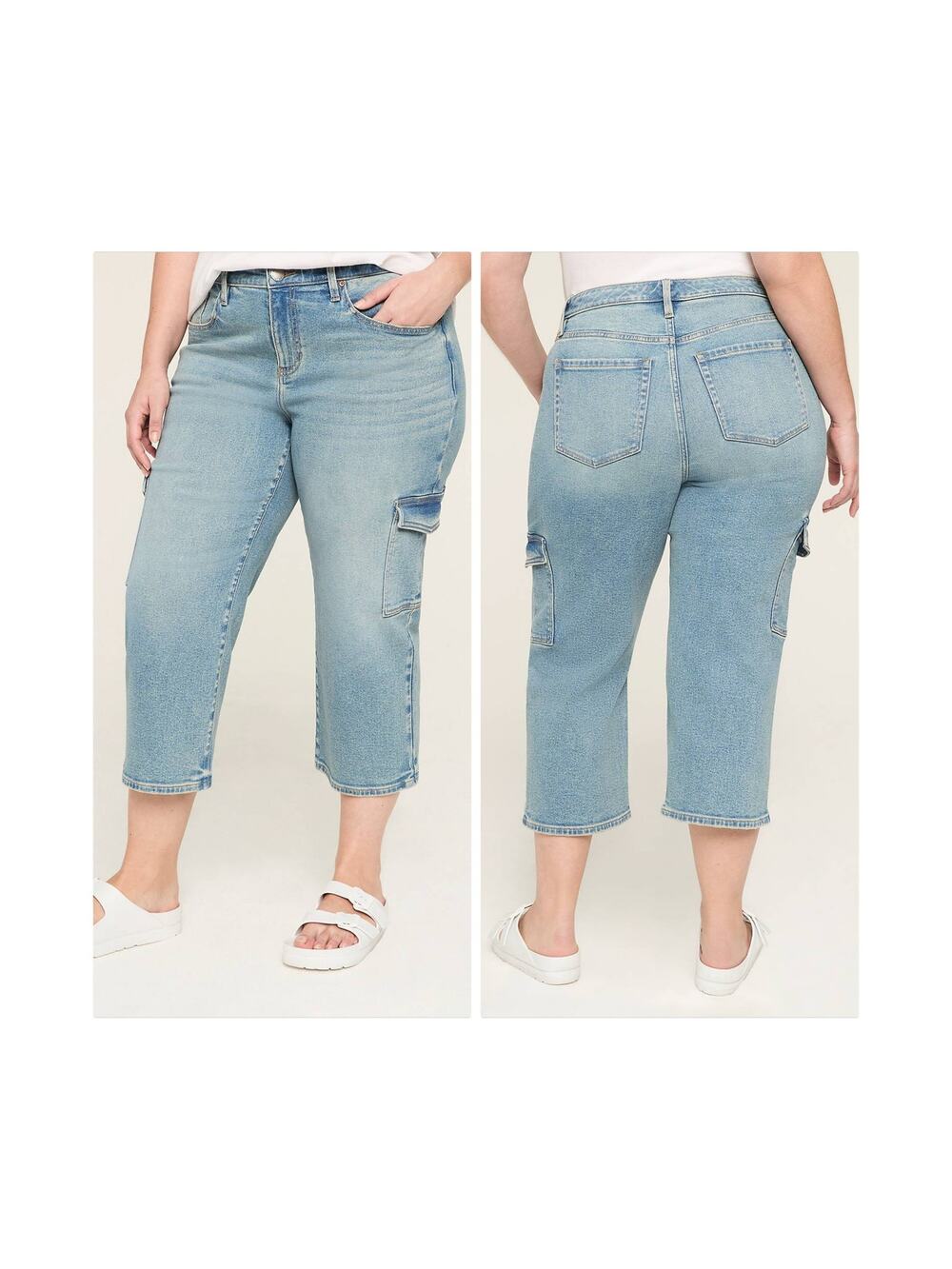 LANE BRYANT Mid-Rise Signature Fit Straight Crop Jeans Light Wash Size 14